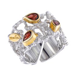 Серебряное кольцо BEAVERS с гранатом 1126g