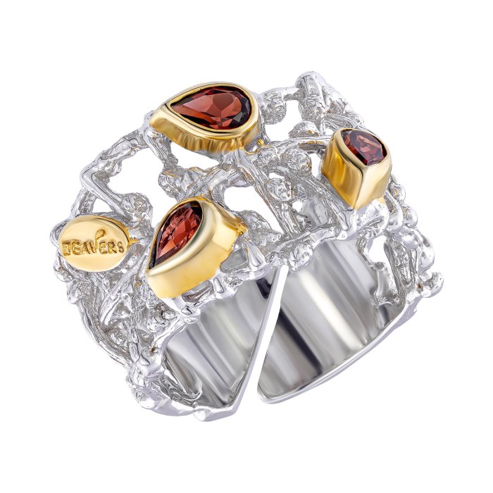 Серебряное кольцо BEAVERS с гранатом 1126g
