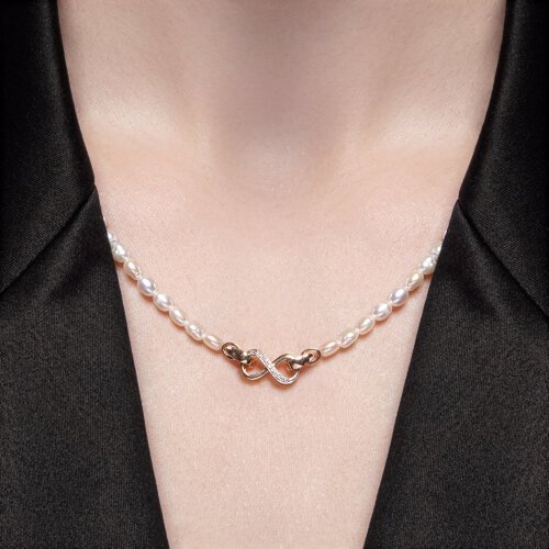 Колье золотое пробы 585 с жемчугом (Арт.79-70005)