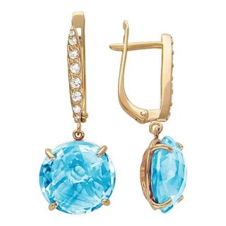 Серьги золото с топазом и фианитами «Бриолетта неба» Estet (арт.01С315109-3)