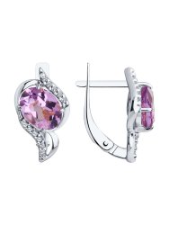 Серьги из серебра с аметистами и фианитами (Арт.94-320-00185-3)