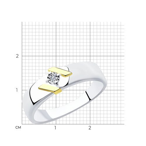 Кольцо из золочёного серебра с бриллиантом (Арт.87010031)