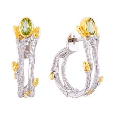 Серебряные серьги BEAVERS с хризолитом 2123h