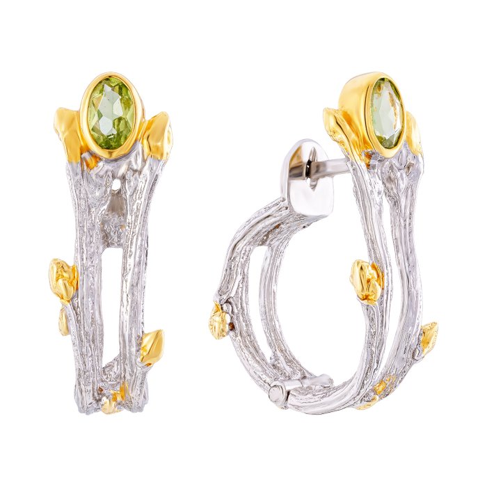 Серебряные серьги BEAVERS с хризолитом 2123h