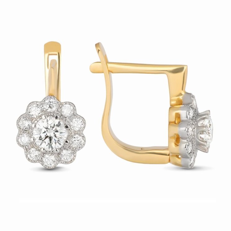 Серьги из золота с бриллиантом Русские Самоцветы (Арт.15282)