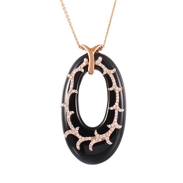 Цепь из золота с бриллиантом и ониксом (Арт.p32970_tsp_ox_yg)