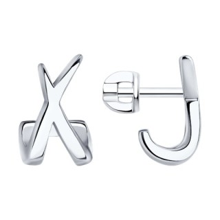 Серьги из серебра без вставки «X&J Minimal» Соколов (арт.9402)