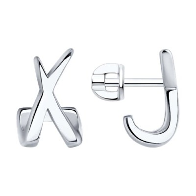Серьги из серебра без вставки «X&J Minimal» Соколов (арт.9402)