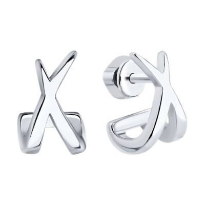 Серьги из серебра без вставки «X&J Minimal» Соколов (арт.9402)
