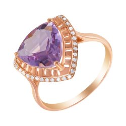 Кольцо из золота с аметистом и бриллиантом (Арт.r01571am4rk_am_pink)