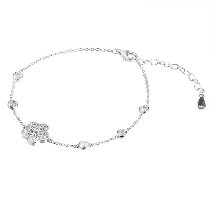 Браслет серебряный с фианитами «Fresh Blossom» Myjewels (арт.CZ-B05265-X-W-X-X-W)