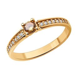 Кольцо из золочёного серебра с фианитами (Арт.93-110-01573-2)
