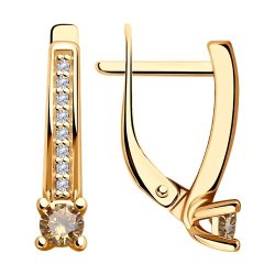 Серьги из золочёного серебра с фианитами (Арт.93-120-01573-2)