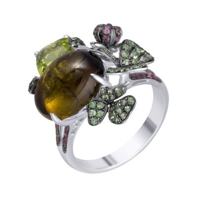 Кольцо из белого золота с рубином и сапфиром (Арт.rg-35082_ko_ps_ru_pd_tuz_tv_wg)