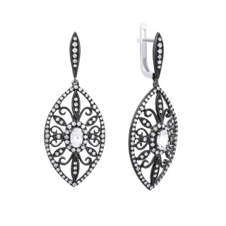 Серьги золотые с бриллиантами и топазами «Винтажный Арт-Деко» Myjewels (арт.S732WSE4WX_SR_BW)
