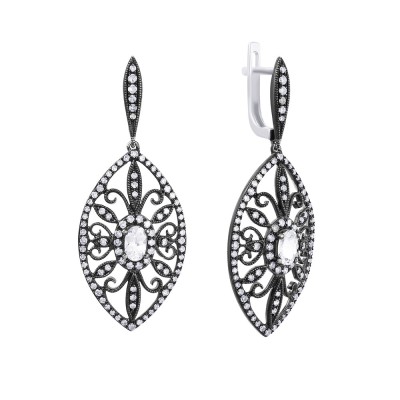 Серьги золотые с бриллиантами и топазами «Винтажный Арт-Деко» Myjewels (арт.S732WSE4WX_SR_BW)