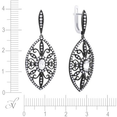 Серьги золотые с бриллиантами и топазами «Винтажный Арт-Деко» Myjewels (арт.S732WSE4WX_SR_BW)