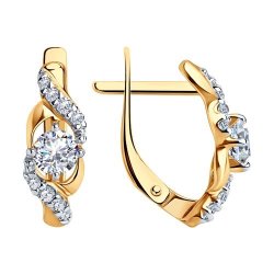 Серьги из золочёного серебра с фианитами (Арт.93020715)