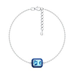 Браслет из серебра с фианитом и эмалью (Арт.94051519)