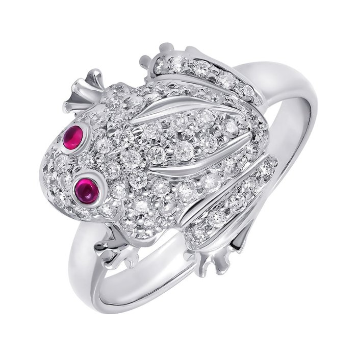 Кольцо из белого золота с бриллиантом и рубином (Арт.w11f10689_ko_ru_wg)