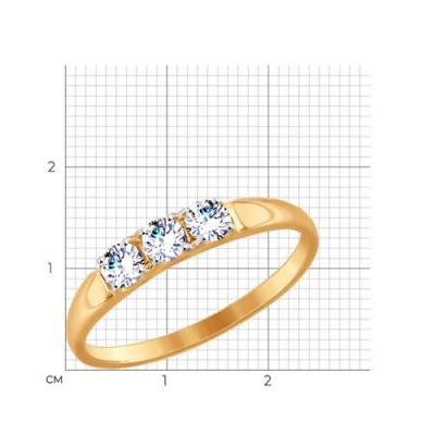 Кольцо из золота с фианитами «Три сияния» Соколов (арт.51-110-00096-1)