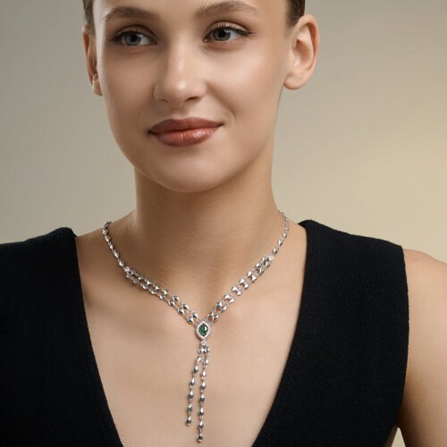 Колье из серебра с фианитами (Арт.94071371)