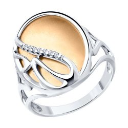 Кольцо из золочёного серебра с фианитами (Арт.94-110-01571-1)