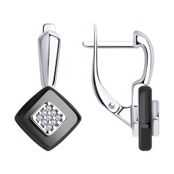 Серьги из серебра с керамическими вставками и фианитами (Арт.94-120-01270-1)