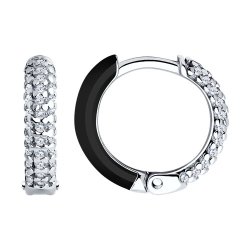 Серьги из серебра с фианитами и эмалью (Арт.94-120-01893-1)