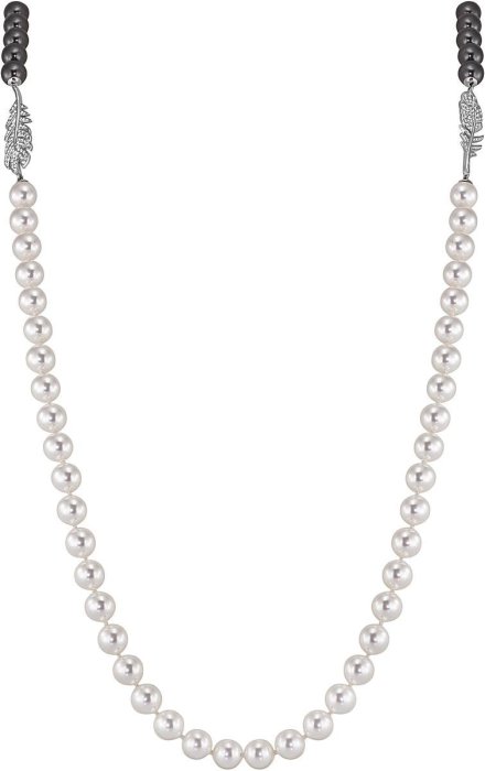 Ожерелье из серебра с жемчугом и куб. цирконием (Арт.26l-p36-s-1-32)