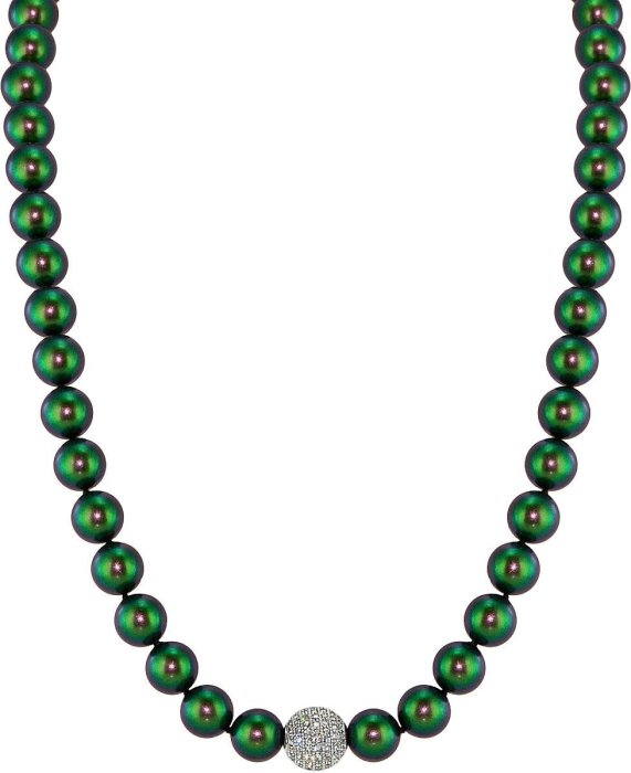 Ожерелье из серебра с жемчугом и куб. цирконием (Арт.91l-sk-25)