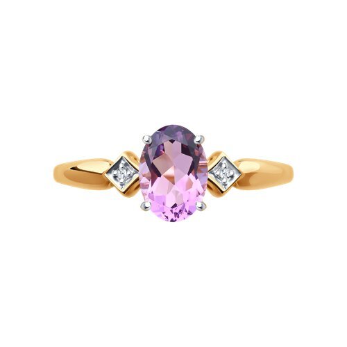 Кольцо золото 585 с аметистом и фианитами «Лавандовый Шарм» SOKOLOV (арт.51-310-01919-5)