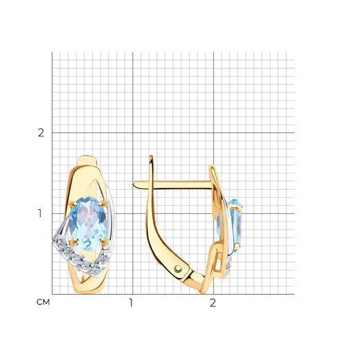 Серьги золотые пробы 585 с топазом (Арт.51-320-01028-1)