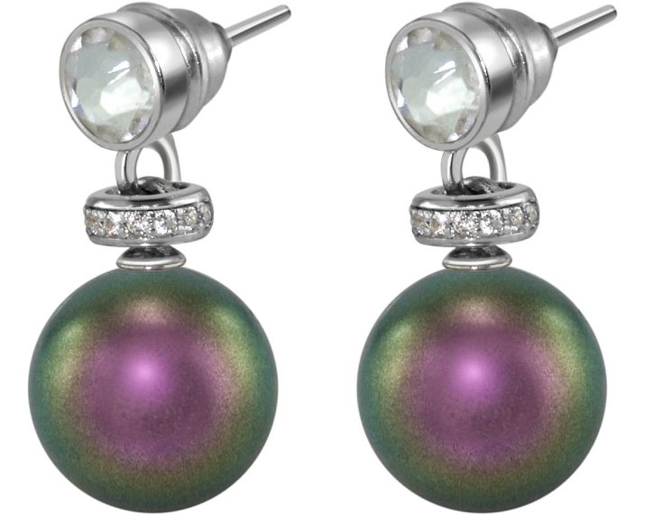 Серьги из серебра с жемчугом и кристаллом swarovski (Арт.abs-3-10-19-s)