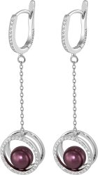 Серьги из серебра с жемчугом и кристаллом swarovski (Арт.ahs-1-8-18-s)