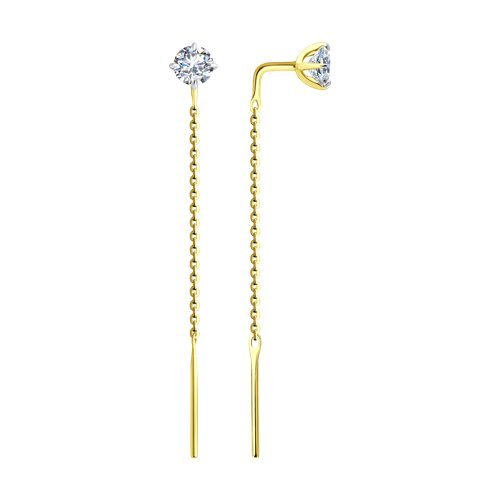 Серьги из желтого золота с фианитами (Арт.53-123-02336-1)