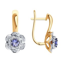 Серьги из золота с бриллиантами и танзанитами (Арт.6024086)