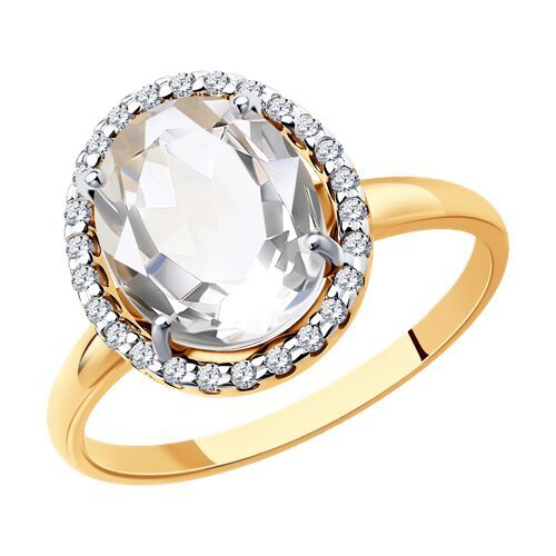 Кольцо золотое пробы 585 с горным хрусталем (Арт.715851)