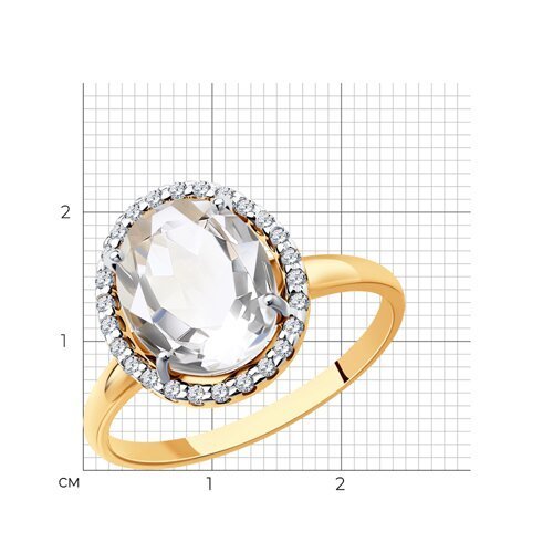 Кольцо золотое пробы 585 с горным хрусталем (Арт.715851)