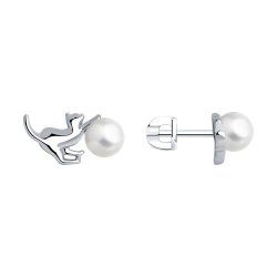 Серьги из серебра с жемчугом (Арт.94026043)