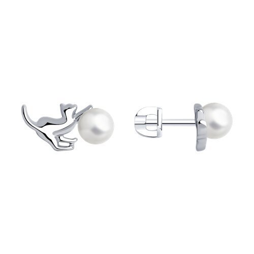 Серьги из серебра с жемчугом (Арт.94026043)