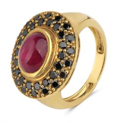 Кольцо из золота с бриллиантом и рубином Русские Самоцветы (Арт.69678)