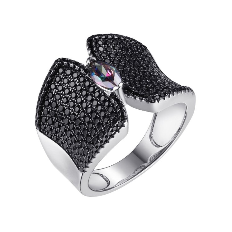 Кольцо из серебра с фианитом и шпинелью (Арт.cz-r01212-x-wb-m-x-b)