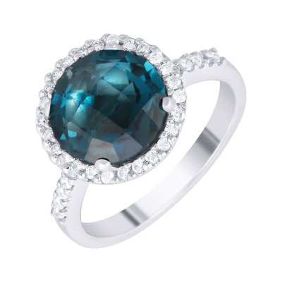 Кольцо из белого золота с бриллиантом и топазом (Арт.01493r_lt_wg)