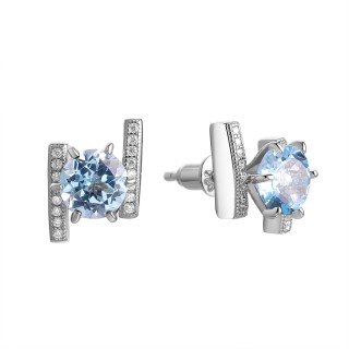 Серьги серебряные с топазом и фианитами «Весенний луч» Fresh Jewelry (арт.MP-E00013-X-W-SBT-X-W)