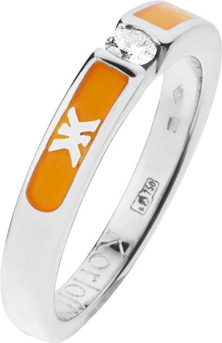 Кольцо из белого золота с бриллиантом и эмалью (Арт.dkl42dlshj)