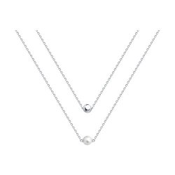 Колье из серебра с синтетическим жемчугом (Арт.94070499)