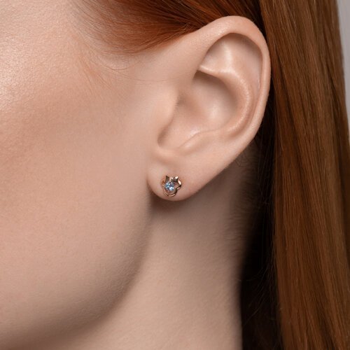 Серьги пусеты золотые пробы 585 с топазом (Арт.728716)