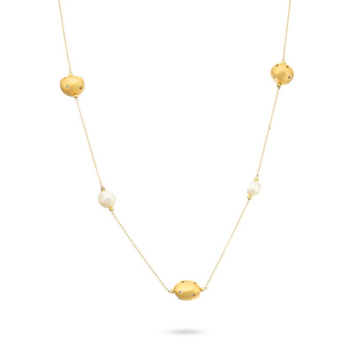 Ожерелье из серебра с жемчугом и куб. цирконием (Арт.rb-n00342-x-l-pn-x-w)