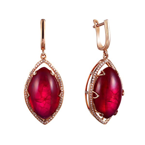 Серьги золото с бриллиантами и рубинами «Рубиновый Шик» MyJewels (арт.E01519AR4RT_SR_RV_PINK)